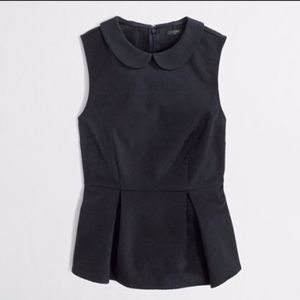 J.Crew Navy Collared Peplum Top